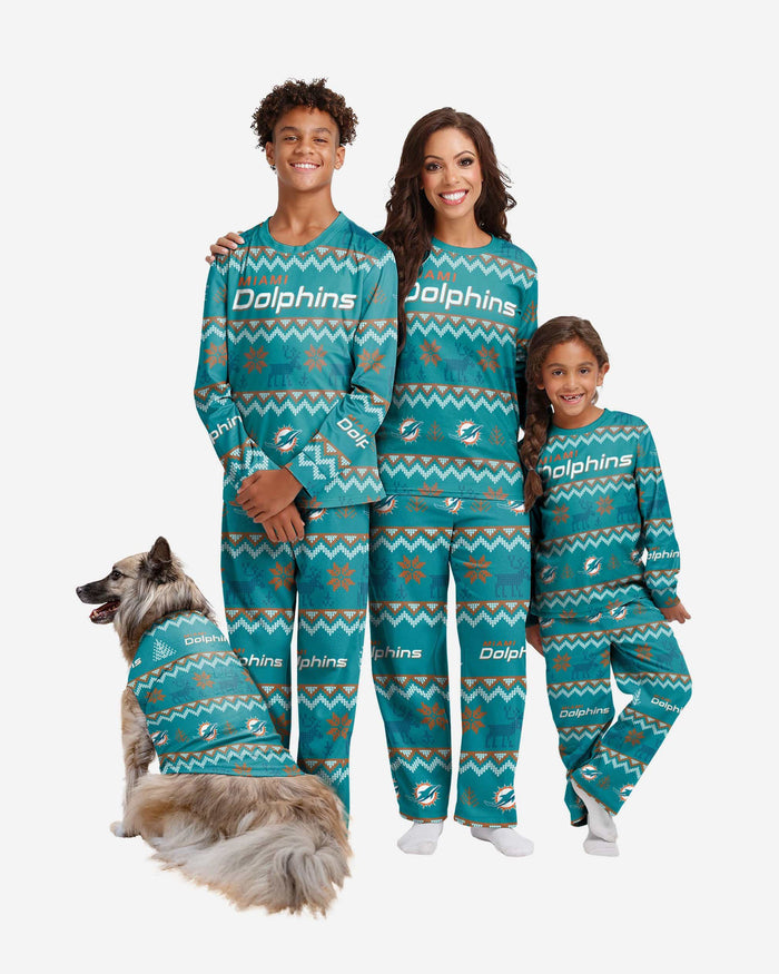 Miami Dolphins Dog Family Holiday Ugly Sweater FOCO - FOCO.com