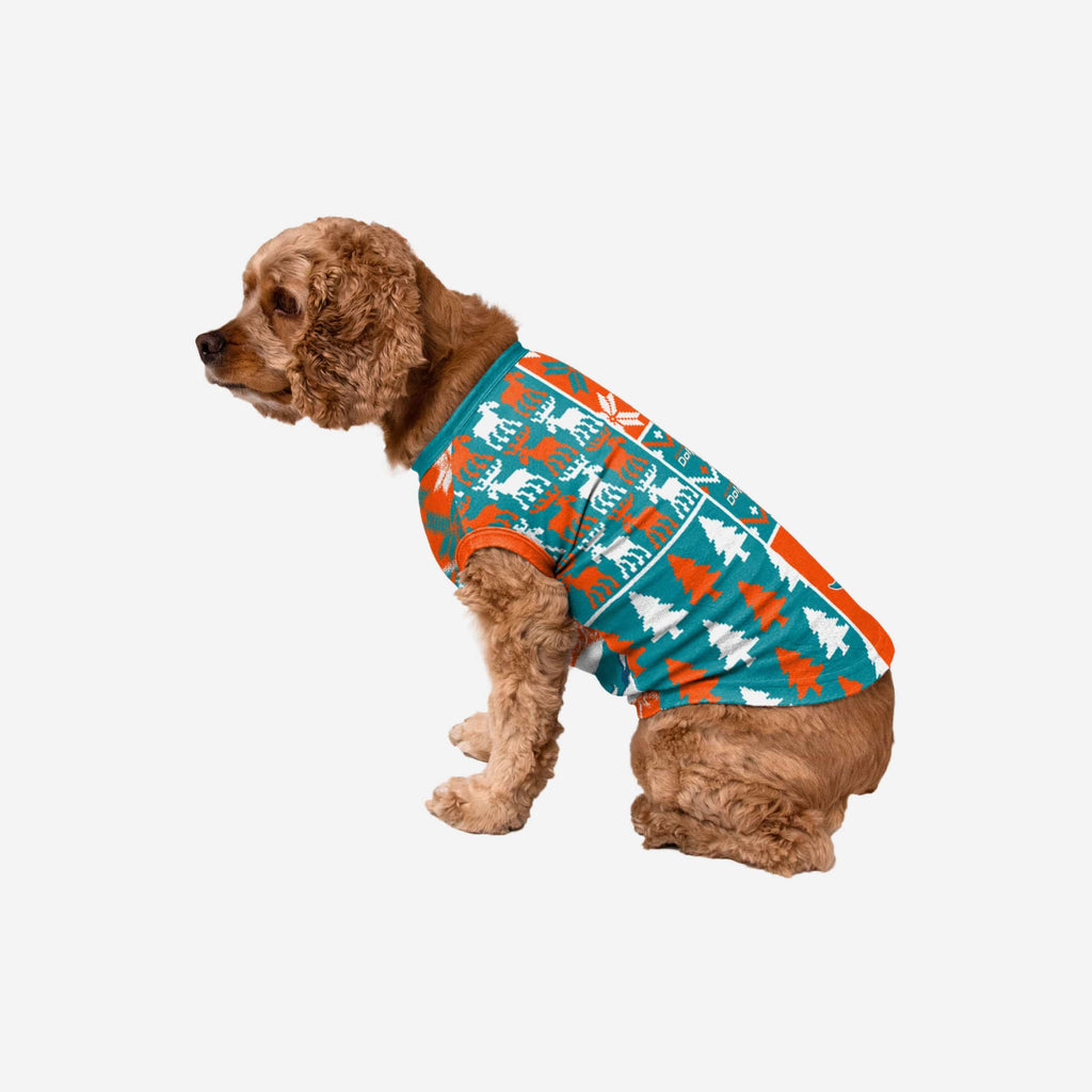 Miami Dolphins Busy Block Dog Sweater FOCO XS - FOCO.com