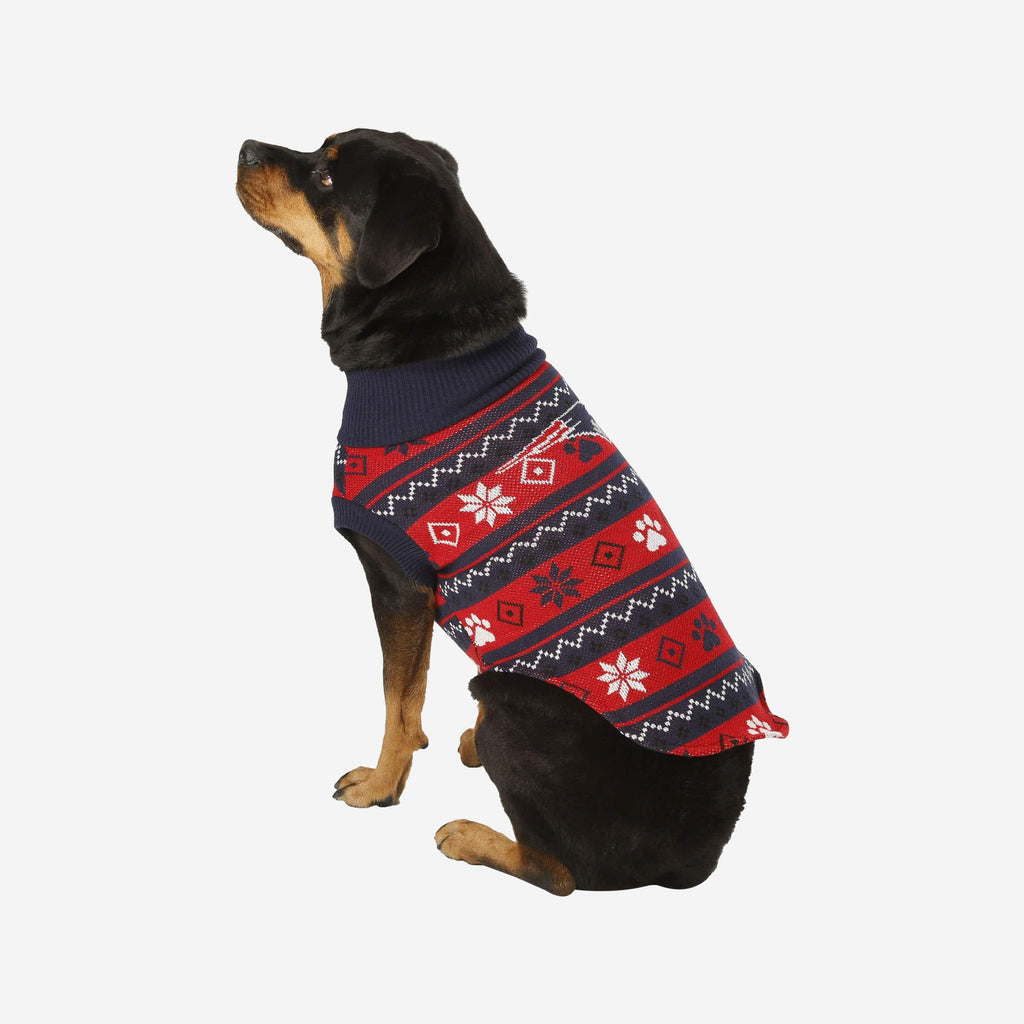 New England Patriots Knitted Holiday Dog Sweater FOCO XS - FOCO.com