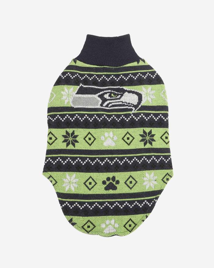 Seattle Seahawks Knitted Holiday Dog Sweater FOCO - FOCO.com