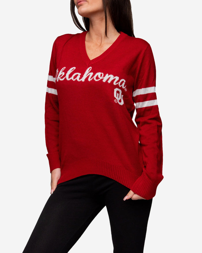 Oklahoma Sooners Womens Vintage Stripe Sweater FOCO - FOCO.com