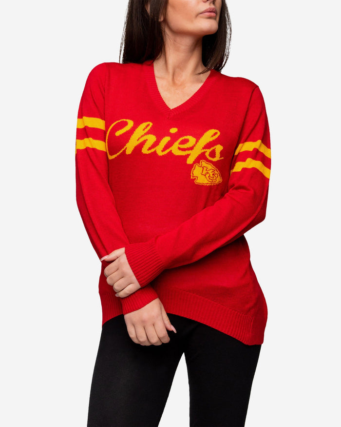 Kansas City Chiefs Womens Vintage Stripe Sweater FOCO - FOCO.com