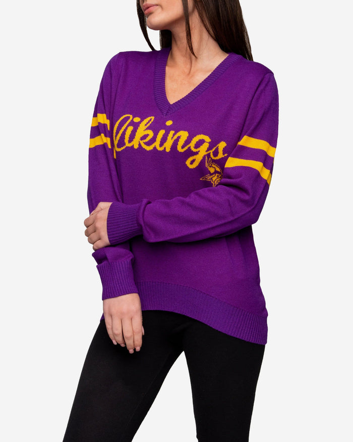 Minnesota Vikings Womens Vintage Stripe Sweater FOCO - FOCO.com