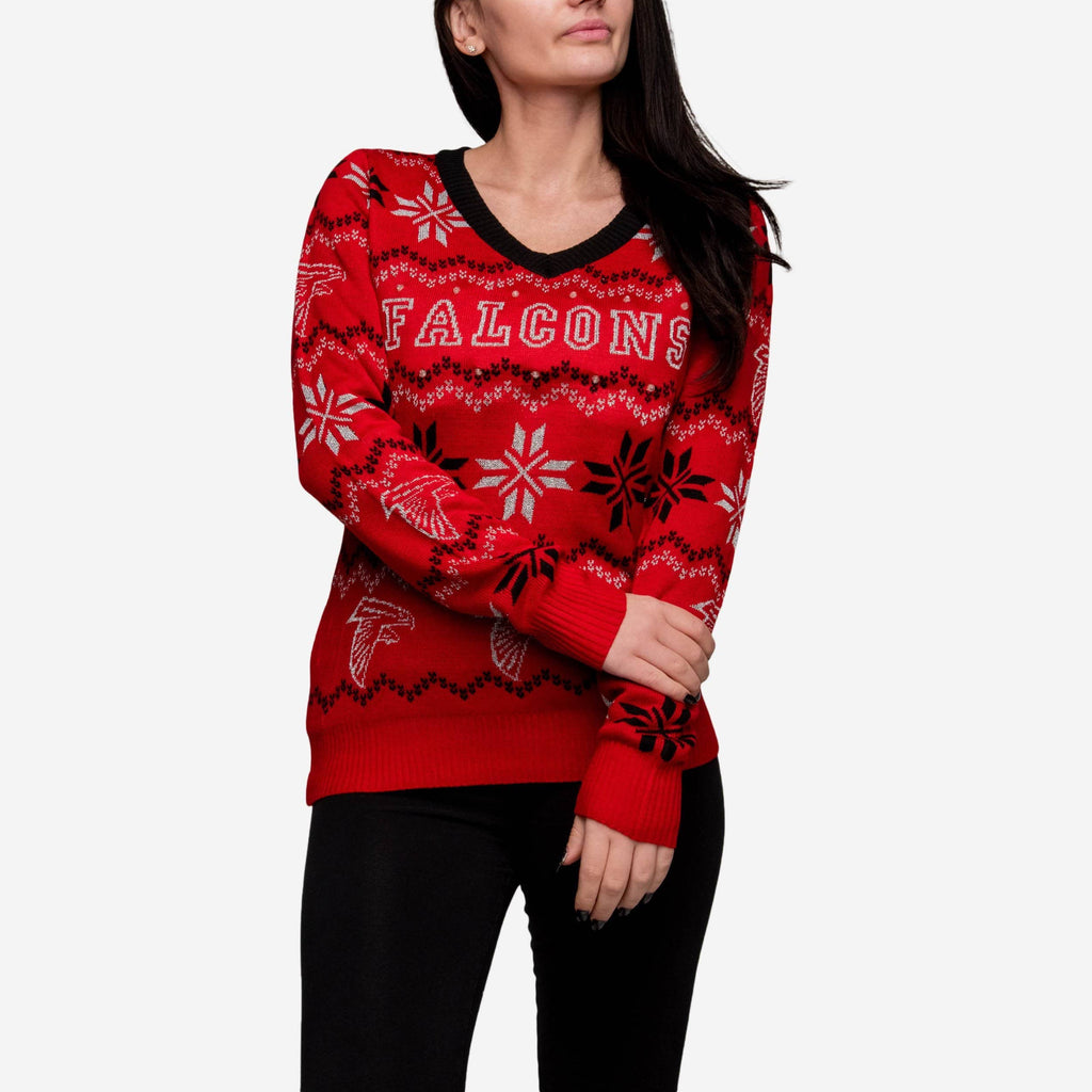 Atlanta Falcons Womens Light Up V-Neck Bluetooth Sweater FOCO - FOCO.com