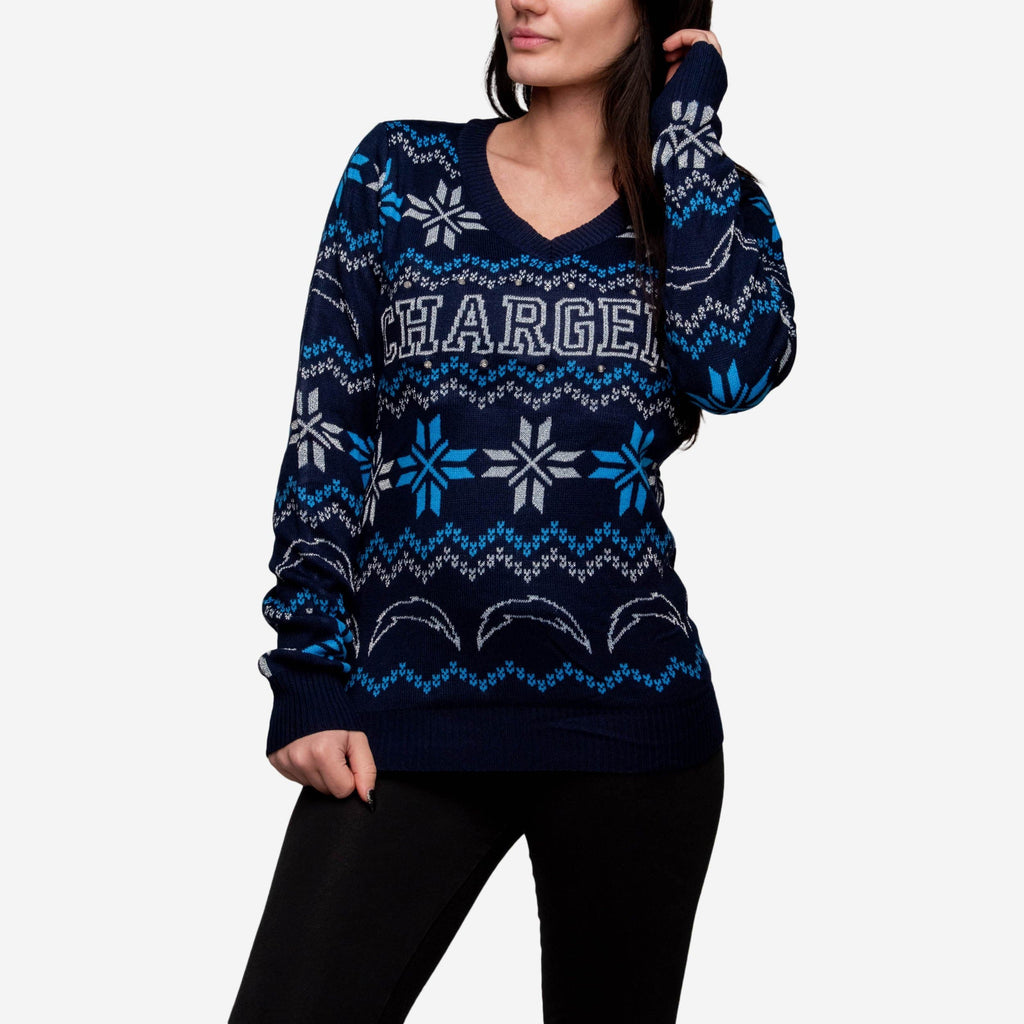 Los Angeles Chargers Womens Light Up V-Neck Bluetooth Sweater FOCO - FOCO.com
