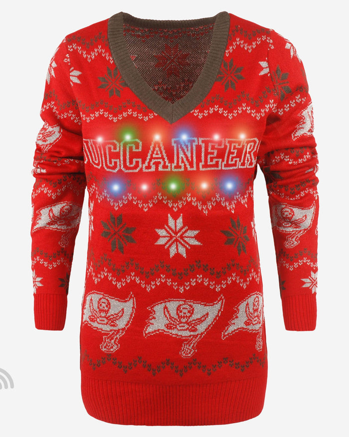 Tampa Bay Buccaneers Womens Light Up V-Neck Bluetooth Sweater FOCO - FOCO.com