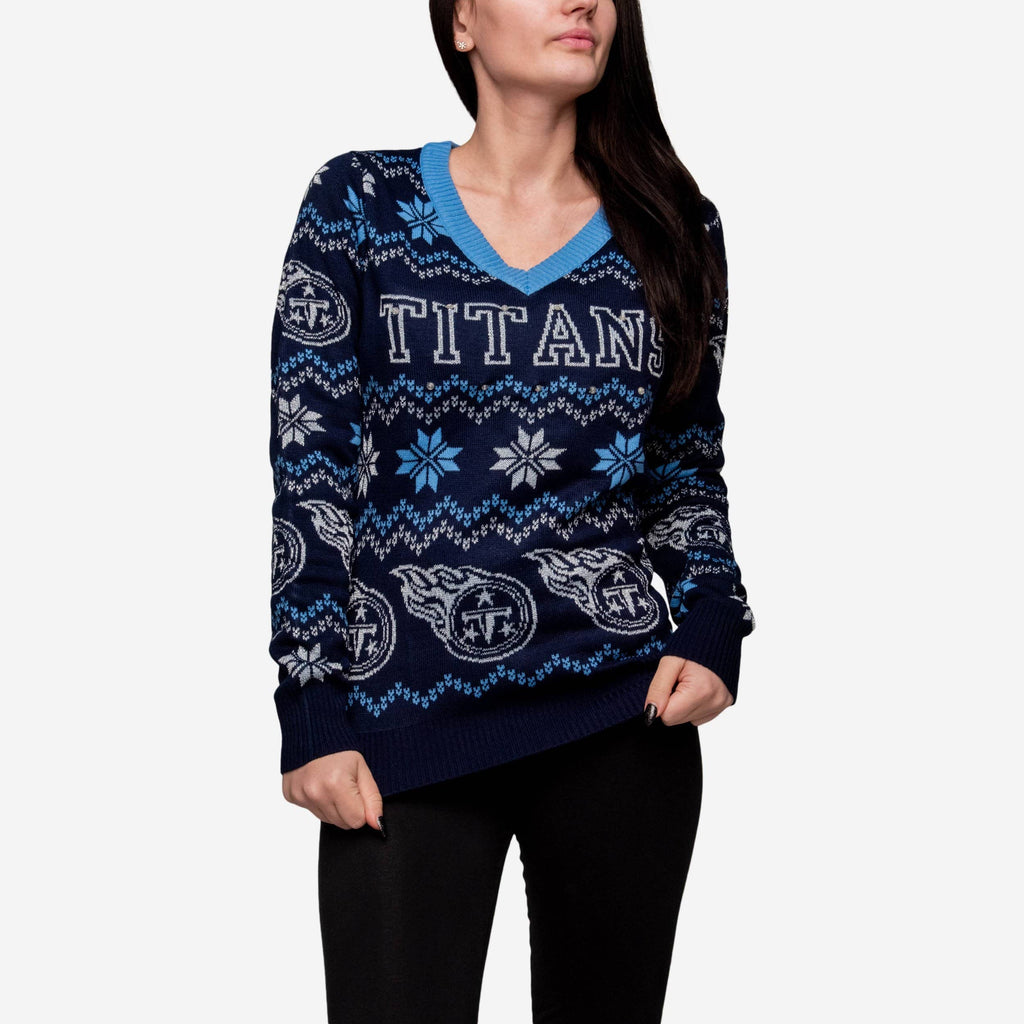 Tennessee Titans Womens Light Up V-Neck Bluetooth Sweater FOCO - FOCO.com