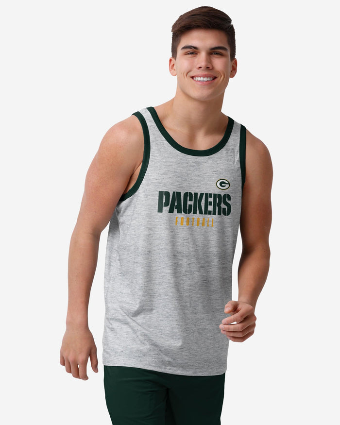 Green Bay Packers Gray Wordmark Sleeveless Top FOCO S - FOCO.com