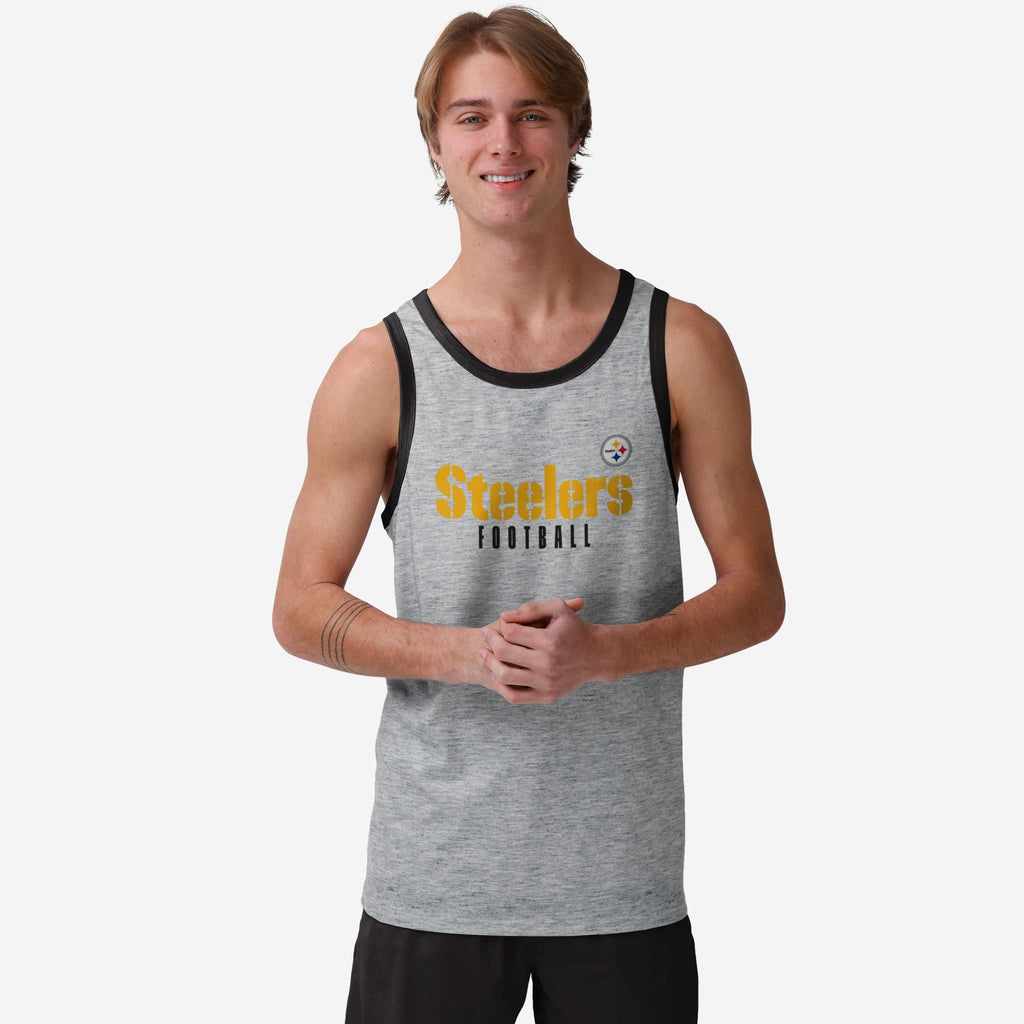 Pittsburgh Steelers Gray Wordmark Sleeveless Top FOCO S - FOCO.com