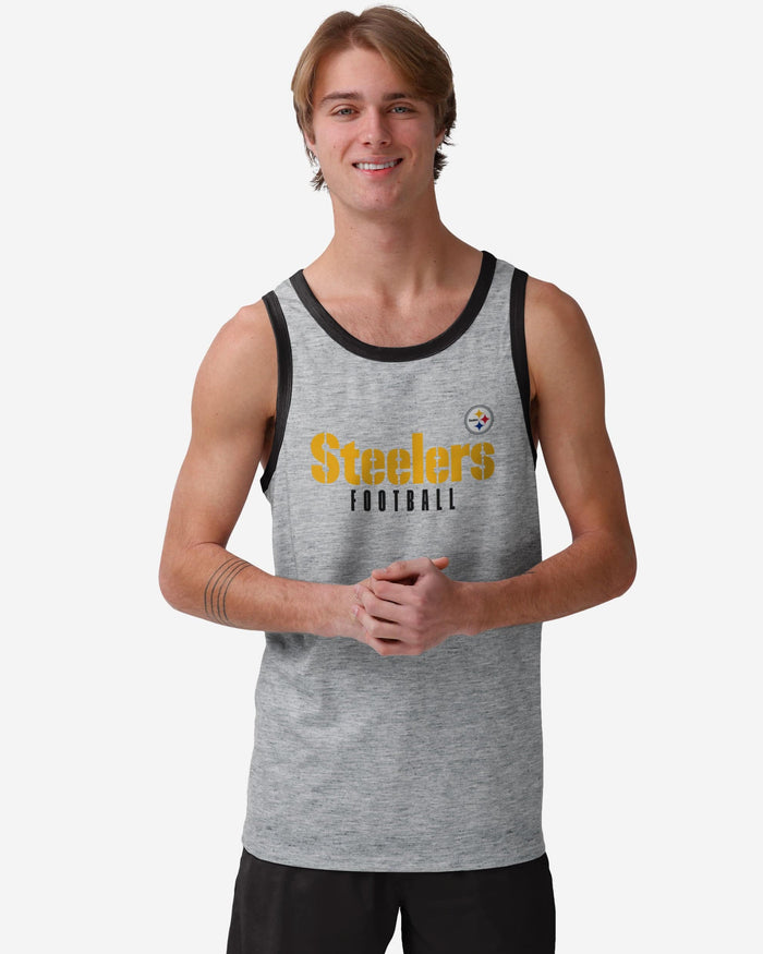 Pittsburgh Steelers Gray Wordmark Sleeveless Top FOCO S - FOCO.com