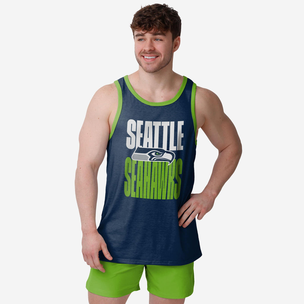 Seattle Seahawks Solid Wordmark Sleeveless Top FOCO S - FOCO.com