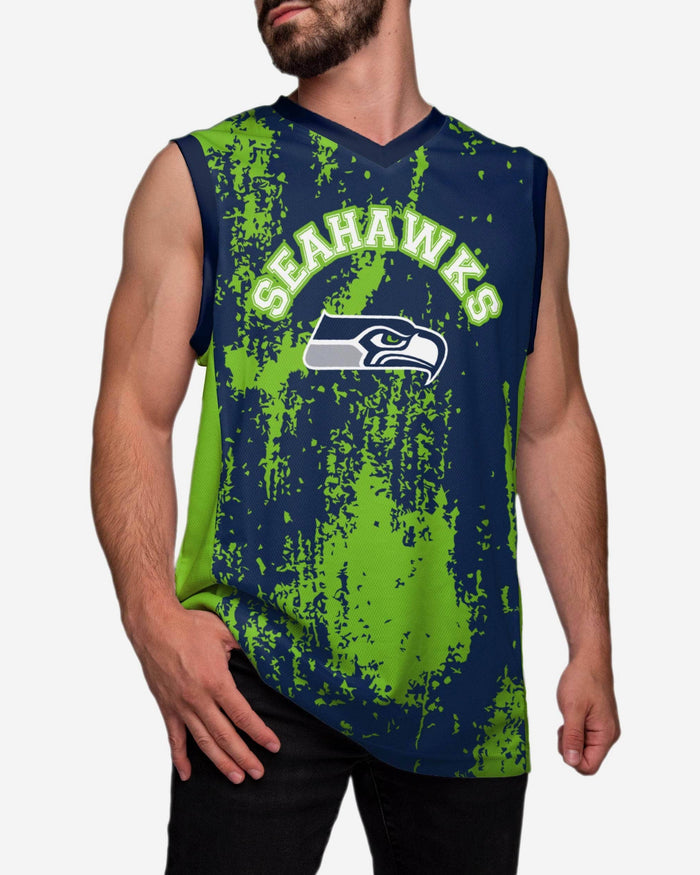 Seattle Seahawks Mesh V-Neck Jersey Tank Top FOCO M - FOCO.com