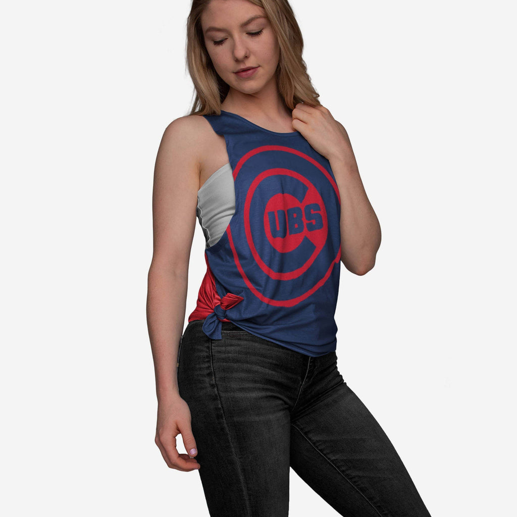 Chicago Cubs Womens Side-Tie Sleeveless Top FOCO S - FOCO.com