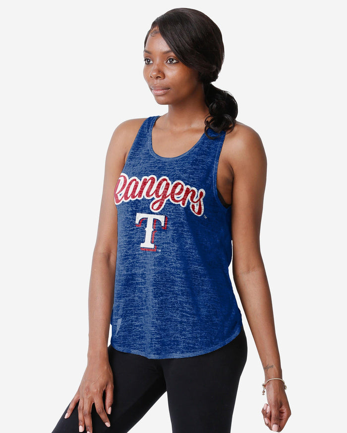 Texas Rangers Womens Burn Out Sleeveless Top FOCO S - FOCO.com