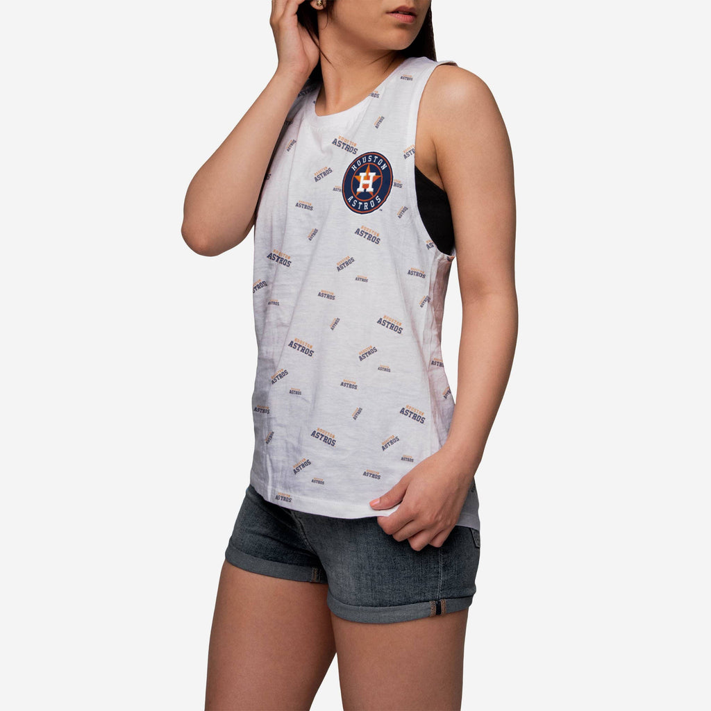 Houston Astros Womens Mini Wordmark Sleeveless Top FOCO S - FOCO.com