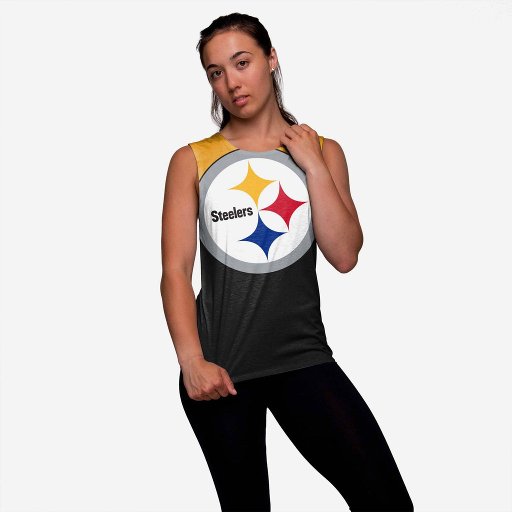 Pittsburgh Steelers Womens Strapped V-Back Sleeveless Top FOCO S - FOCO.com