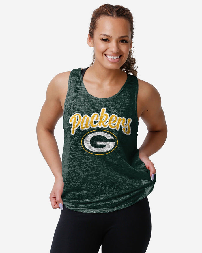 Green Bay Packers Womens Burn Out Sleeveless Top FOCO S - FOCO.com