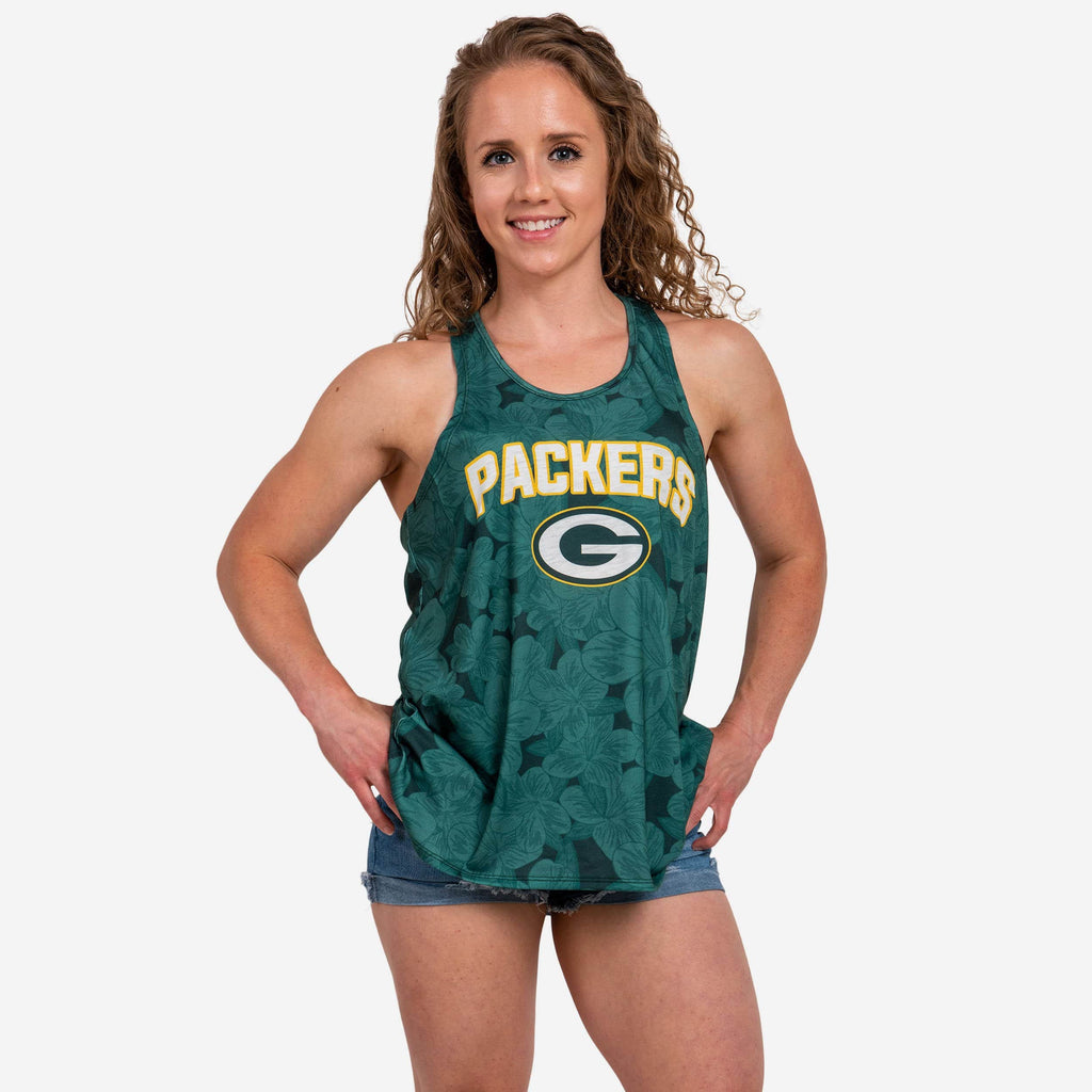 Green Bay Packers Womens Hibiscus Twist Back Sleeveless Top FOCO S - FOCO.com