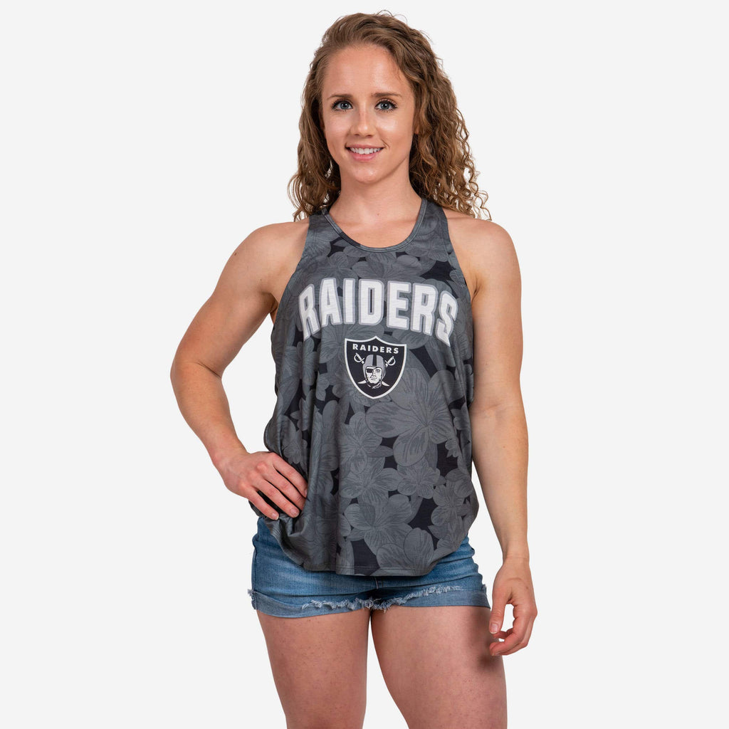 Las Vegas Raiders Womens Hibiscus Twist Back Sleeveless Top FOCO S - FOCO.com