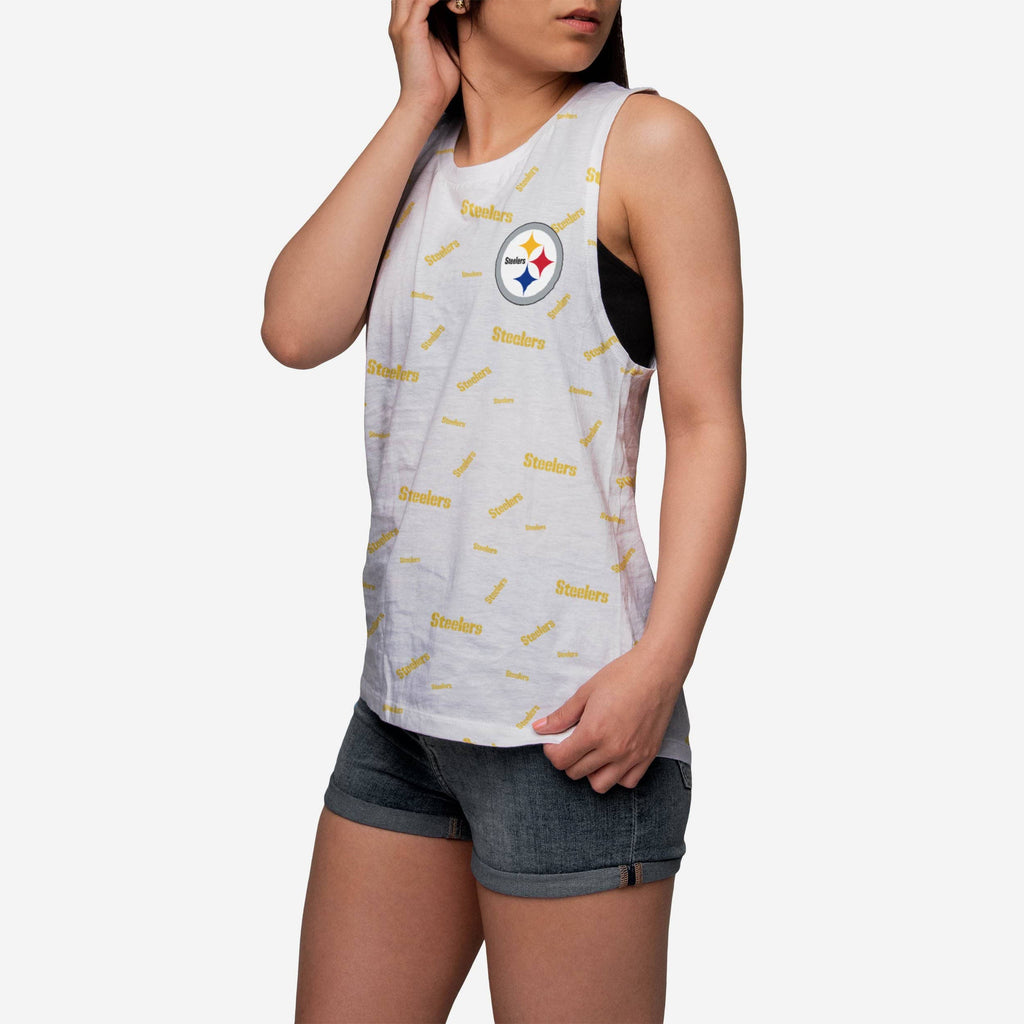 Pittsburgh Steelers Womens Mini Wordmark Sleeveless Top FOCO S - FOCO.com