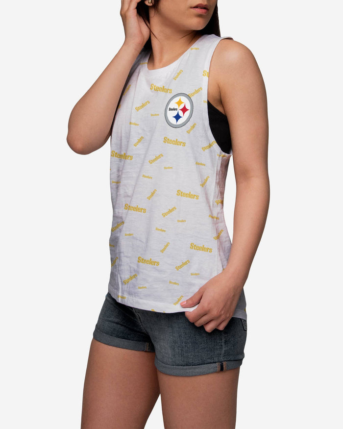 Pittsburgh Steelers Womens Mini Wordmark Sleeveless Top FOCO S - FOCO.com