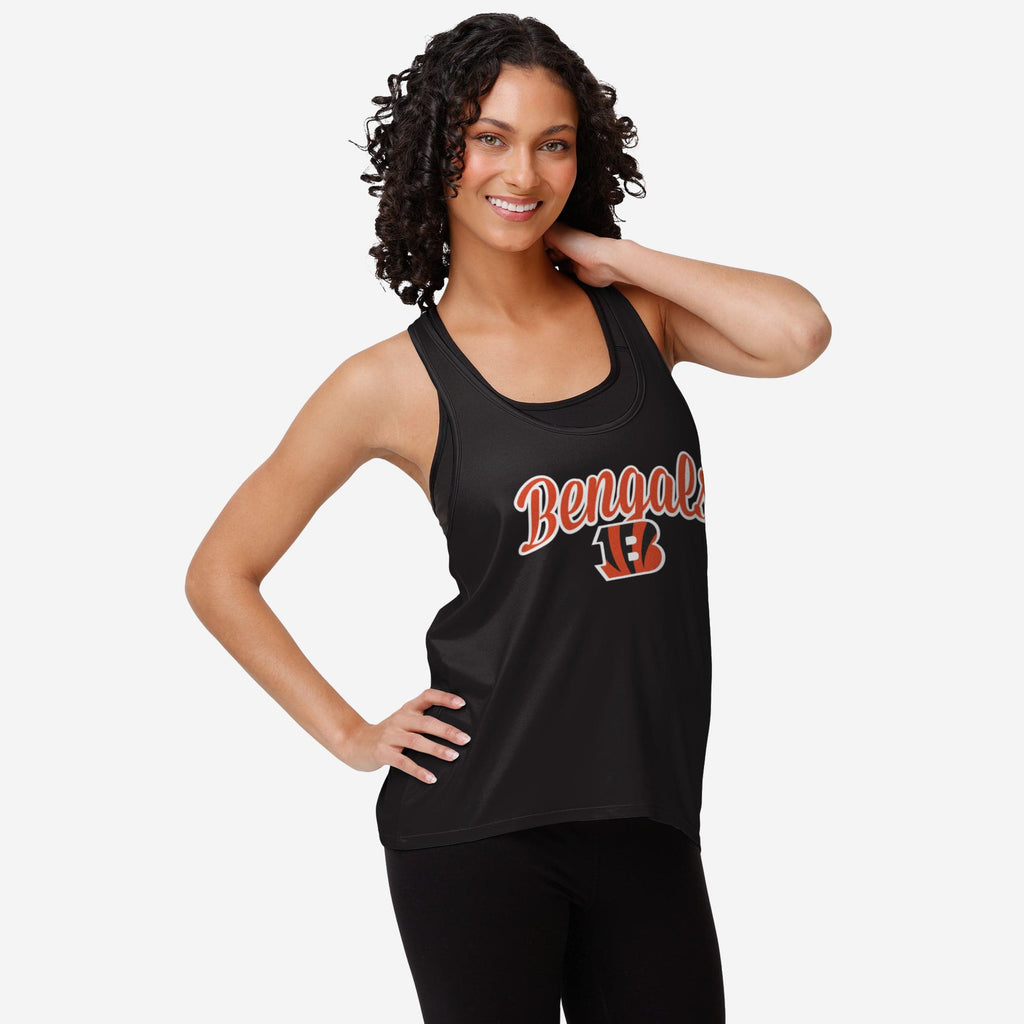 Cincinnati Bengals Womens Wordmark Team Stripe Sleeveless Top FOCO S - FOCO.com