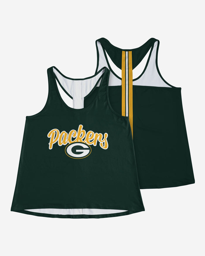 Green Bay Packers Womens Wordmark Team Stripe Sleeveless Top FOCO - FOCO.com