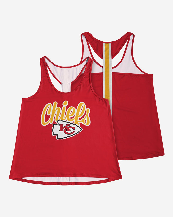 Kansas City Chiefs Womens Wordmark Team Stripe Sleeveless Top FOCO - FOCO.com