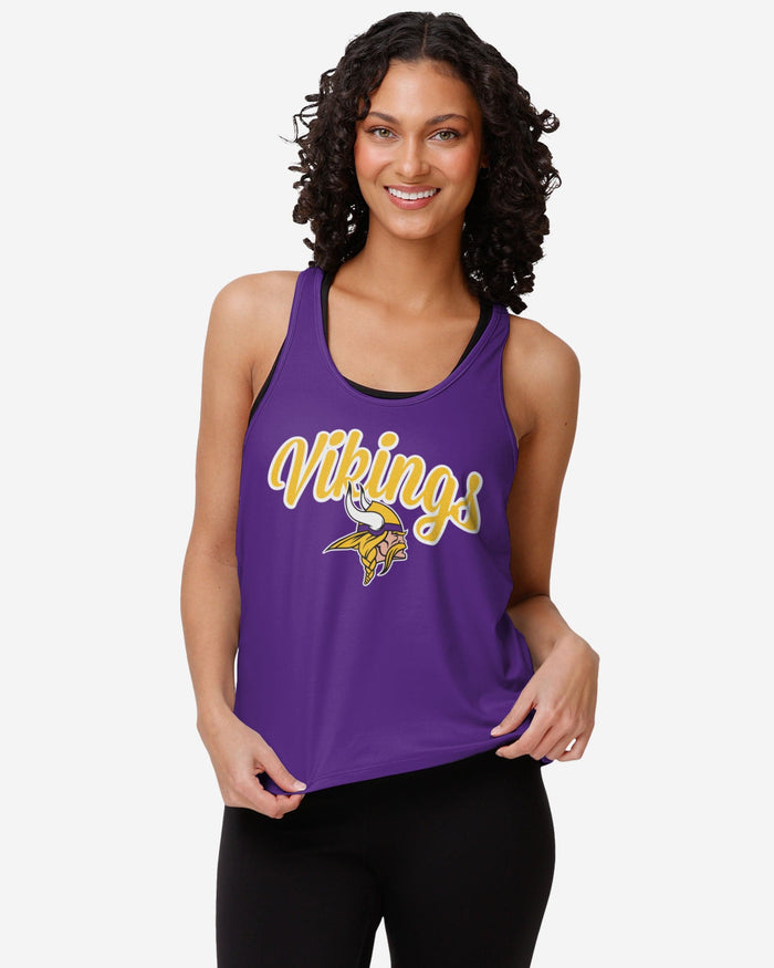 Minnesota Vikings Womens Wordmark Team Stripe Sleeveless Top FOCO S - FOCO.com