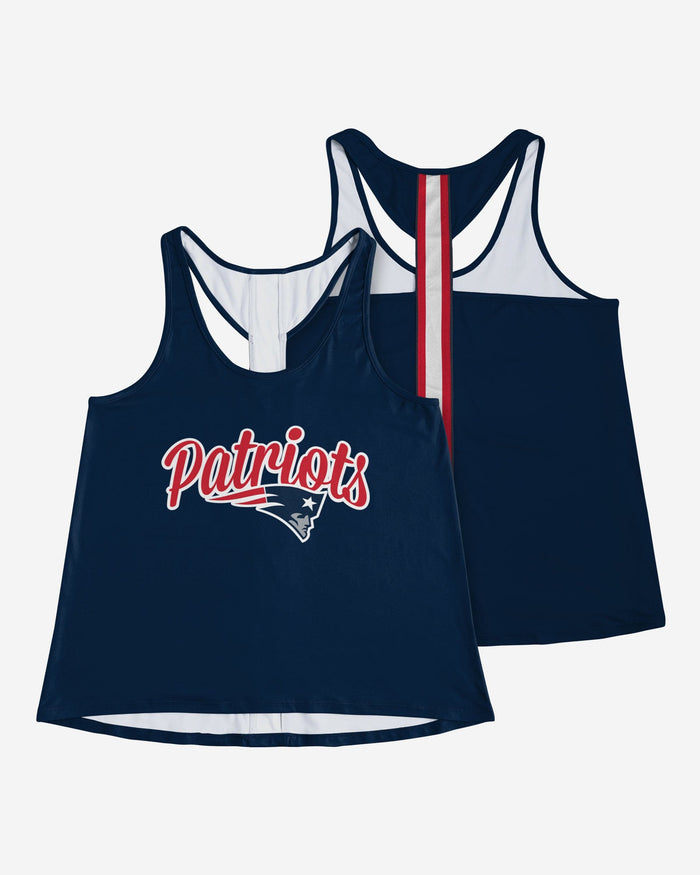 New England Patriots Womens Wordmark Team Stripe Sleeveless Top FOCO - FOCO.com