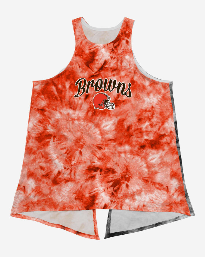 Cleveland Browns Womens Script Wordmark Tie-Dye Tie-Breaker Sleeveless Top FOCO - FOCO.com