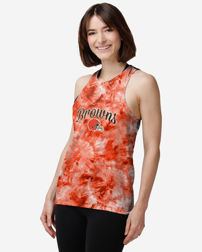 Cleveland Browns Womens Script Wordmark Tie-Dye Tie-Breaker Sleeveless Top FOCO S - FOCO.com