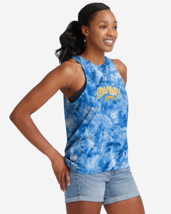 Los Angeles Chargers Womens Script Wordmark Tie-Dye Tie-Breaker Sleeveless Top FOCO S - FOCO.com