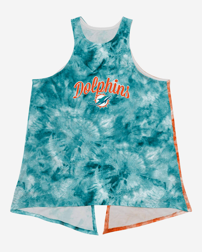 Miami Dolphins Womens Script Wordmark Tie-Dye Tie-Breaker Sleeveless Top FOCO - FOCO.com