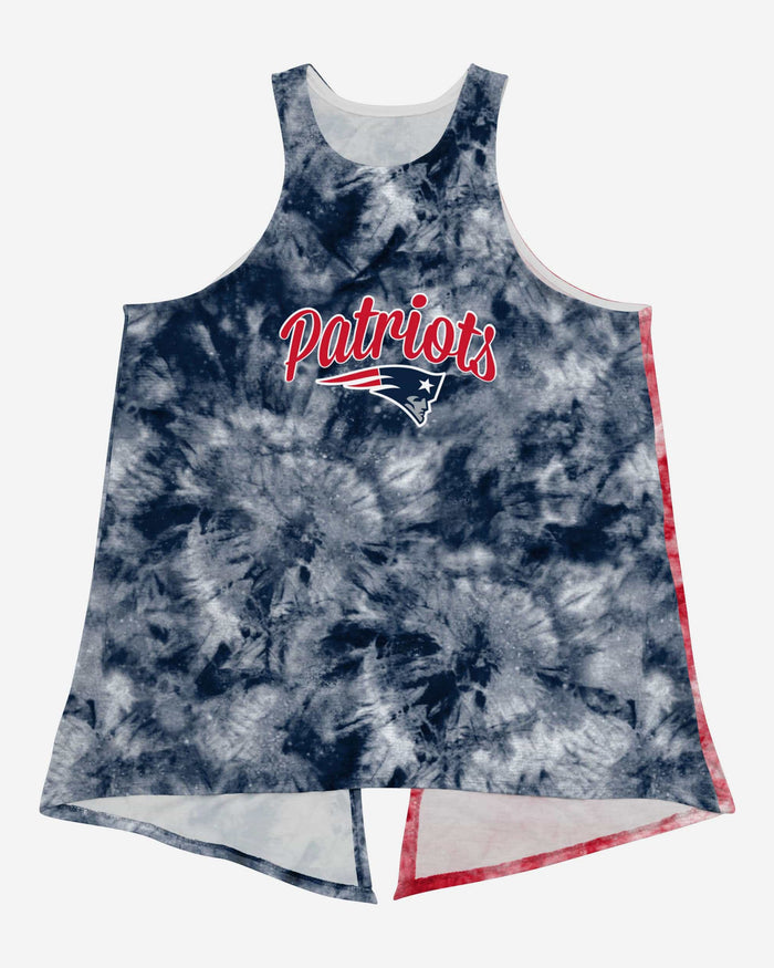 New England Patriots Womens Script Wordmark Tie-Dye Tie-Breaker Sleeveless Top FOCO - FOCO.com