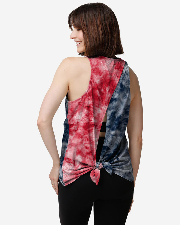 New England Patriots Womens Script Wordmark Tie-Dye Tie-Breaker Sleeveless Top FOCO - FOCO.com