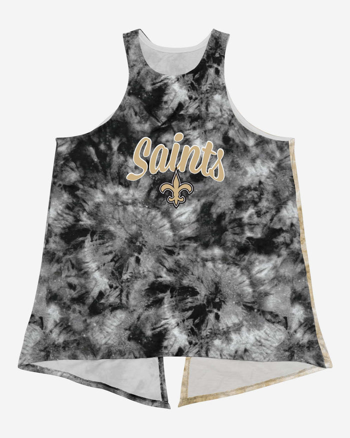 New Orleans Saints Womens Script Wordmark Tie-Dye Tie-Breaker Sleeveless Top FOCO - FOCO.com