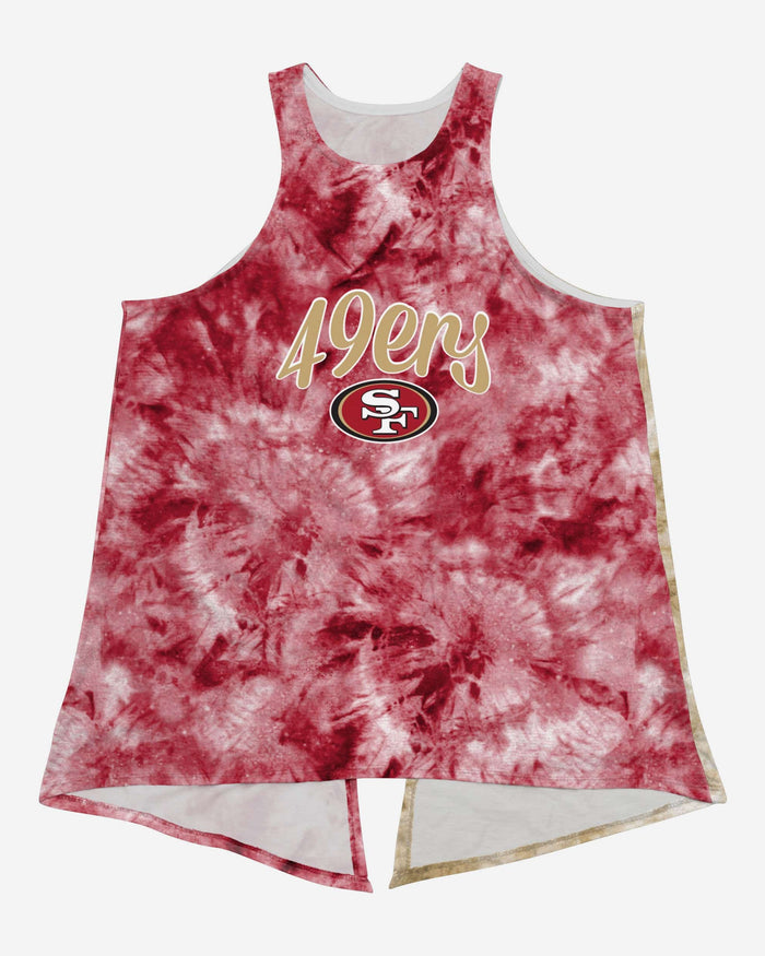 San Francisco 49ers Womens Script Wordmark Tie-Dye Tie-Breaker Sleeveless Top FOCO - FOCO.com