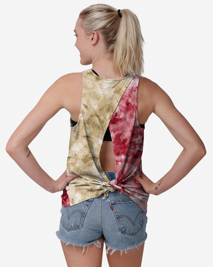 San Francisco 49ers Womens Script Wordmark Tie-Dye Tie-Breaker Sleeveless Top FOCO - FOCO.com