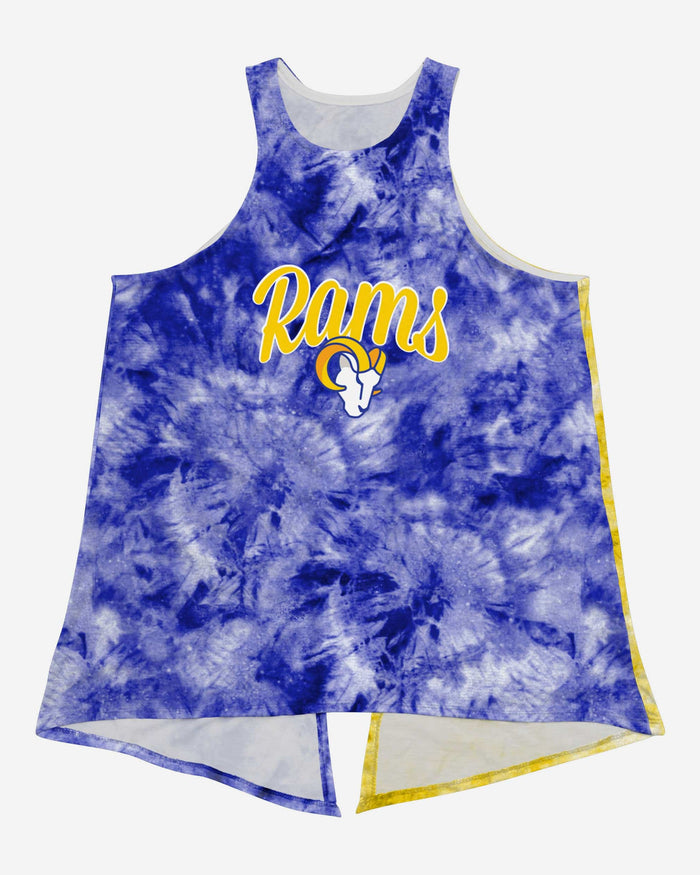 Los Angeles Rams Womens Script Wordmark Tie-Dye Tie-Breaker Sleeveless Top FOCO - FOCO.com