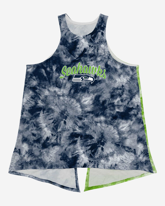 Seattle Seahawks Womens Script Wordmark Tie-Dye Tie-Breaker Sleeveless Top FOCO - FOCO.com