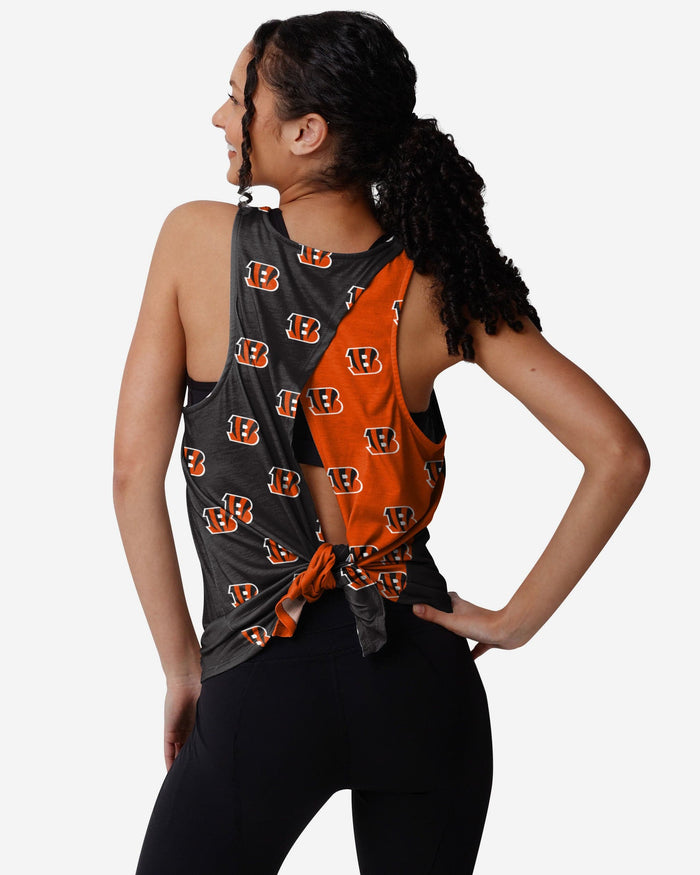 Cincinnati Bengals Womens Wordmark Mini Print Tie-Breaker Sleeveless Top FOCO S - FOCO.com