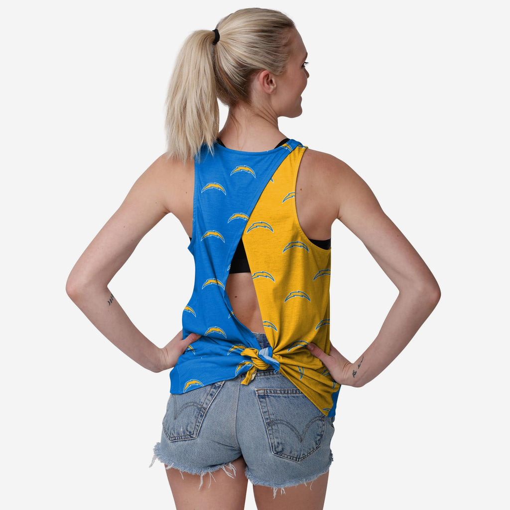 Los Angeles Chargers Womens Wordmark Mini Print Tie-Breaker Sleeveless Top FOCO S - FOCO.com