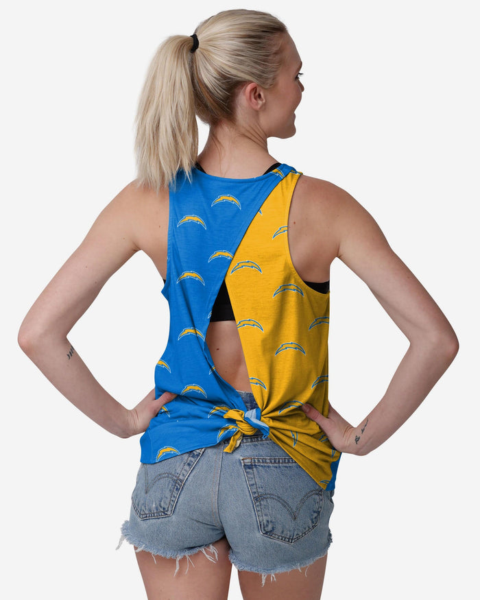 Los Angeles Chargers Womens Wordmark Mini Print Tie-Breaker Sleeveless Top FOCO S - FOCO.com