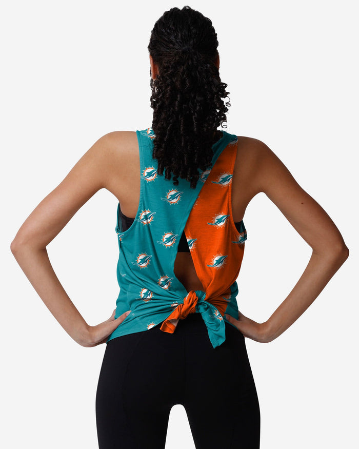 Miami Dolphins Womens Wordmark Mini Print Tie-Breaker Sleeveless Top FOCO S - FOCO.com