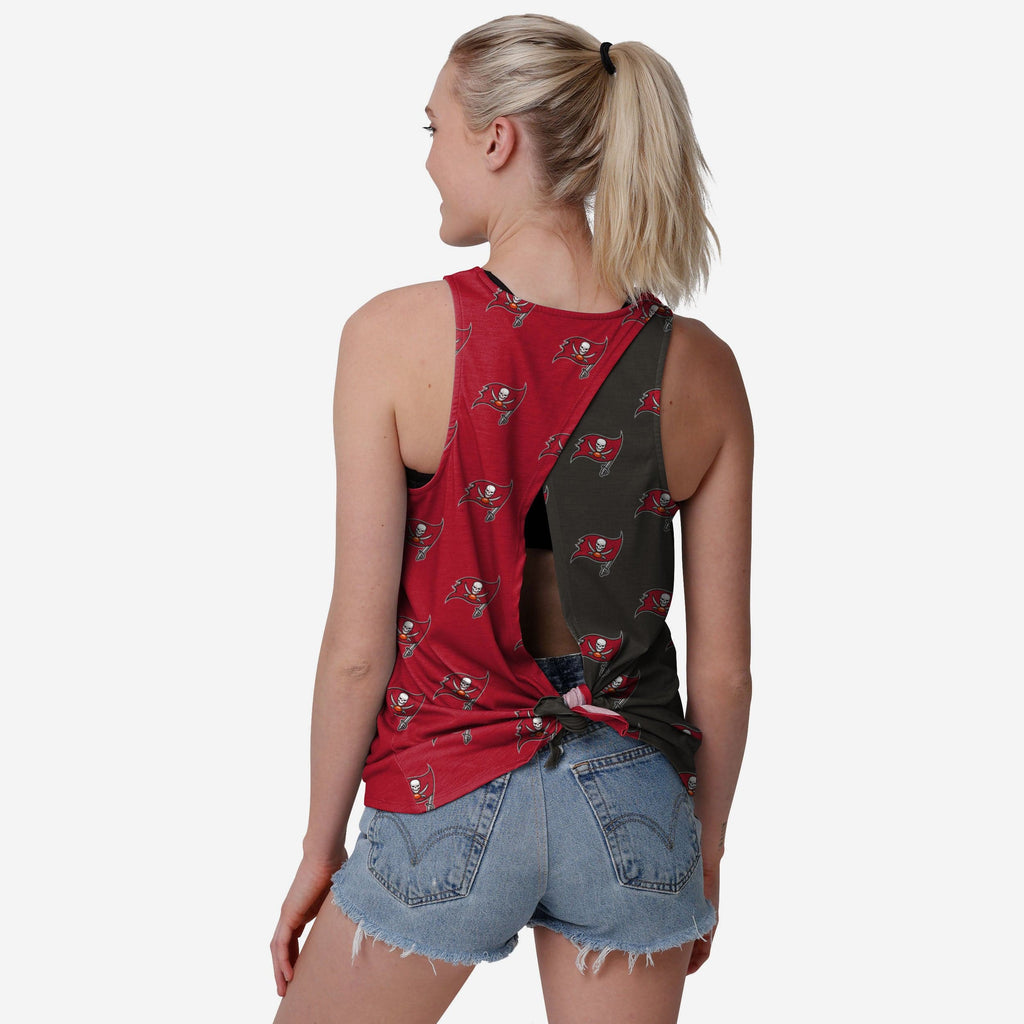 Tampa Bay Buccaneers Womens Wordmark Mini Print Tie-Breaker Sleeveless Top FOCO S - FOCO.com