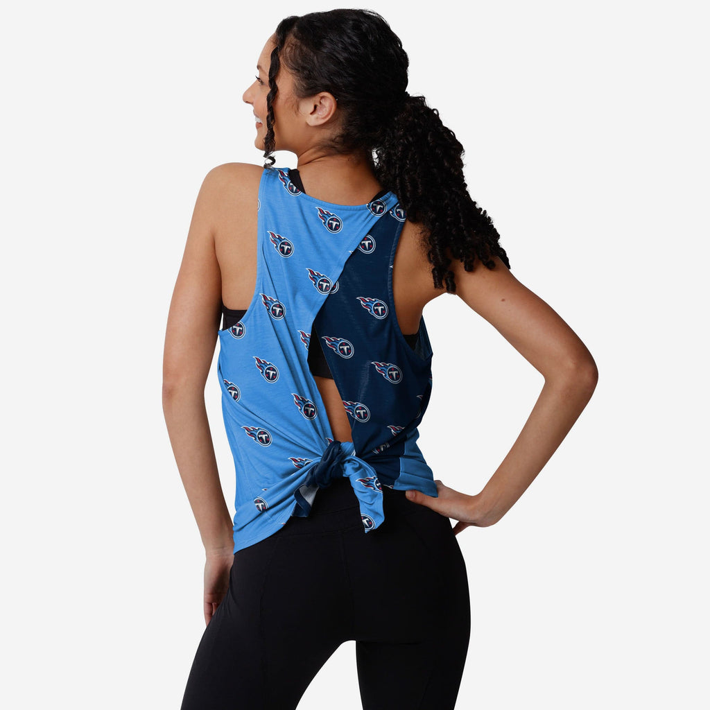 Tennessee Titans Womens Wordmark Mini Print Tie-Breaker Sleeveless Top FOCO S - FOCO.com