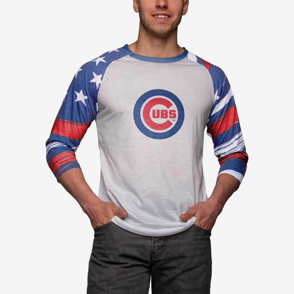 Chicago Cubs Americana Raglan T-Shirt FOCO S - FOCO.com