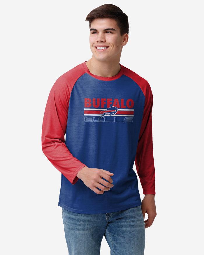 Buffalo Bills Colorblock Wordmark Raglan T-Shirt FOCO S - FOCO.com
