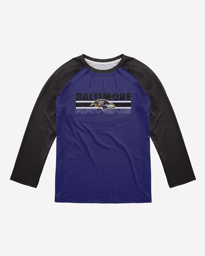Baltimore Ravens Colorblock Wordmark Raglan T-Shirt FOCO - FOCO.com